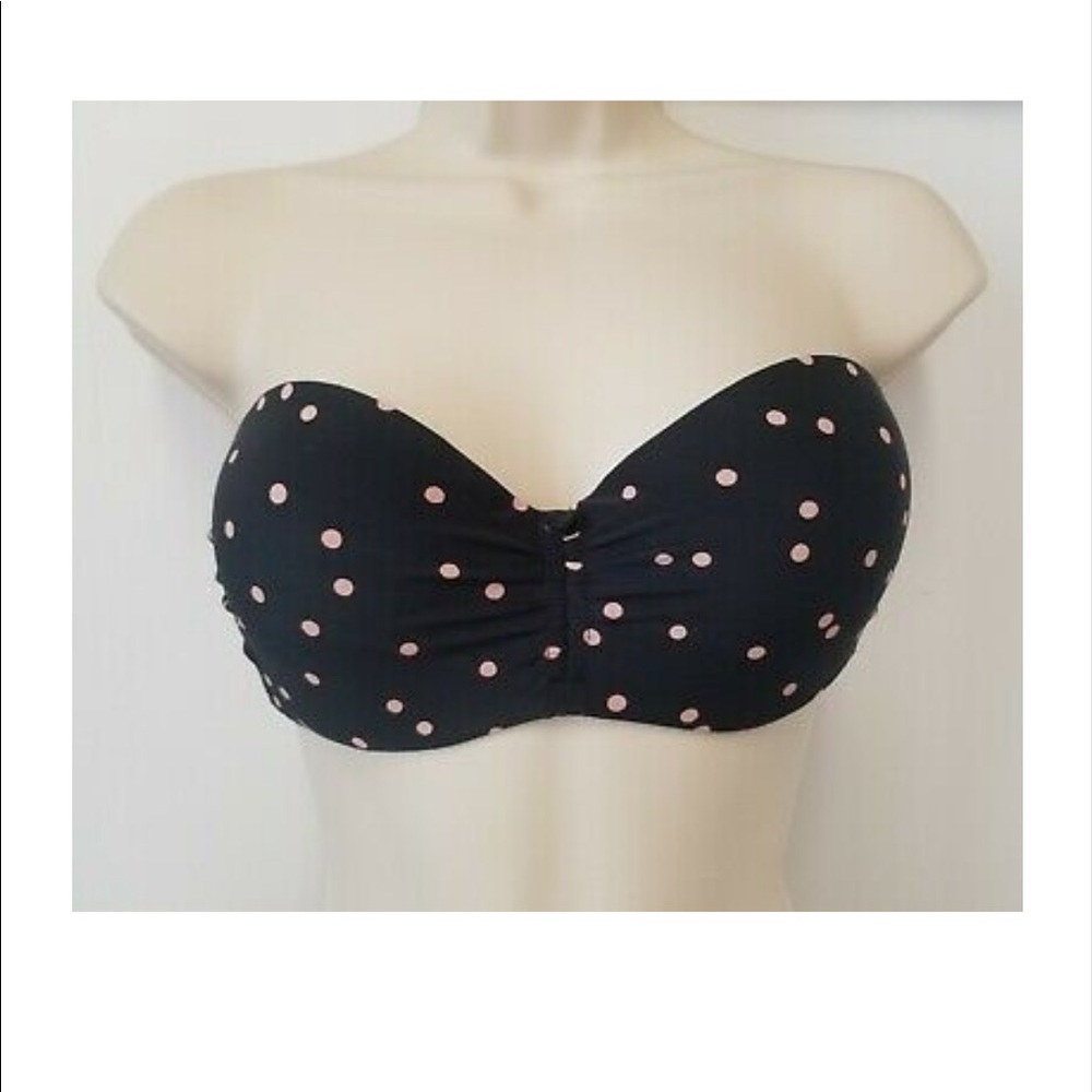 Kate Spade Strapless Bikini Top Black with Polka Dots 26" around (size missing)